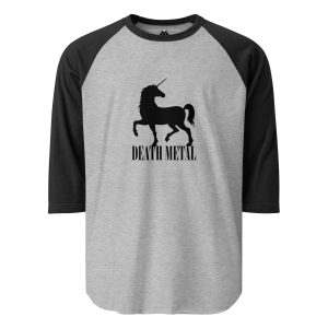 Death Metal Unicorn - DTG printed - 3/4 sleeve raglan shirt
