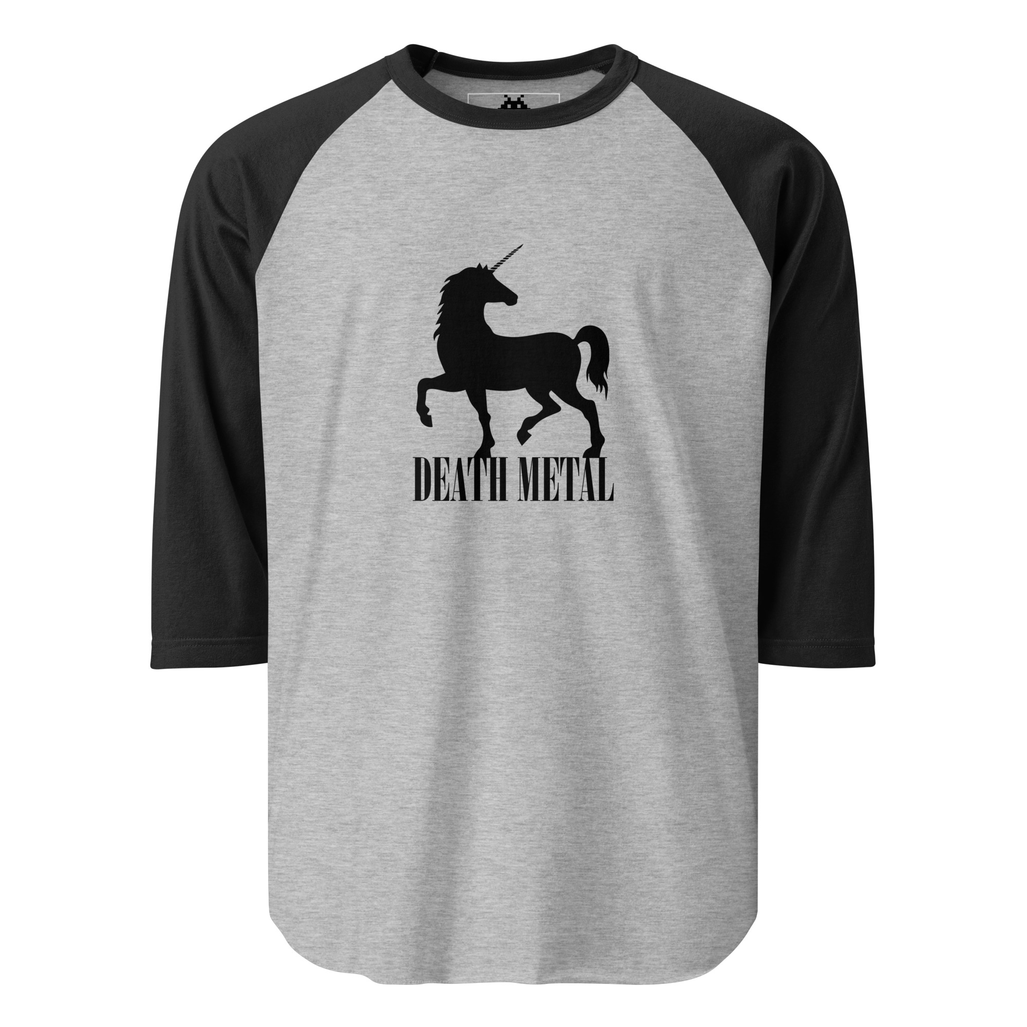 Death Metal Unicorn – DTG printed – 3/4 sleeve raglan shirt