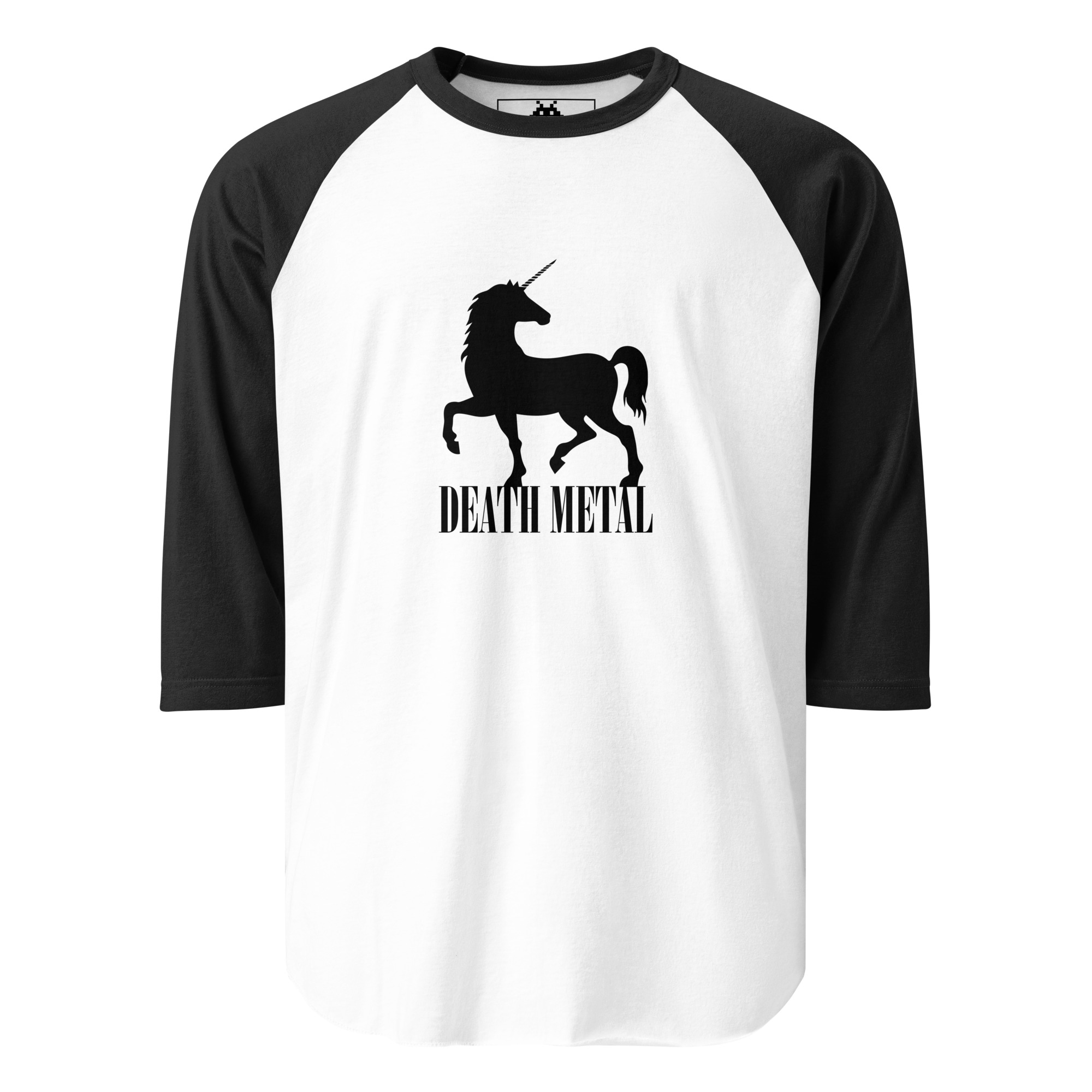 Death Metal Unicorn - DTG printed - 3/4 sleeve raglan shirt - Image 2