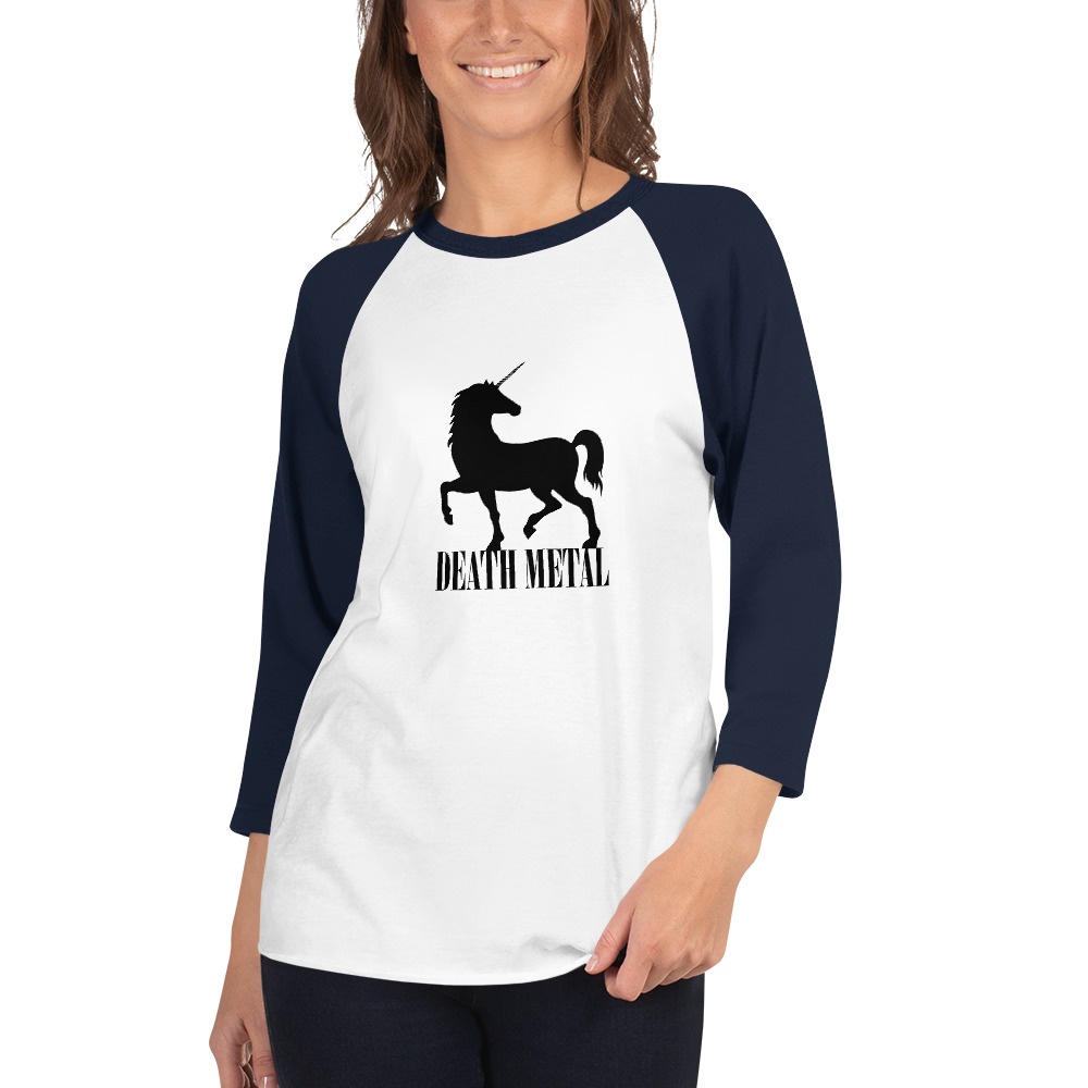 Death Metal Unicorn - DTG printed - 3/4 sleeve raglan shirt - Image 9