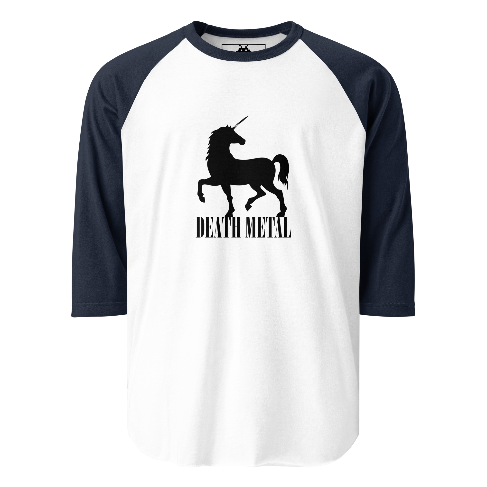 Death Metal Unicorn - DTG printed - 3/4 sleeve raglan shirt - Image 3