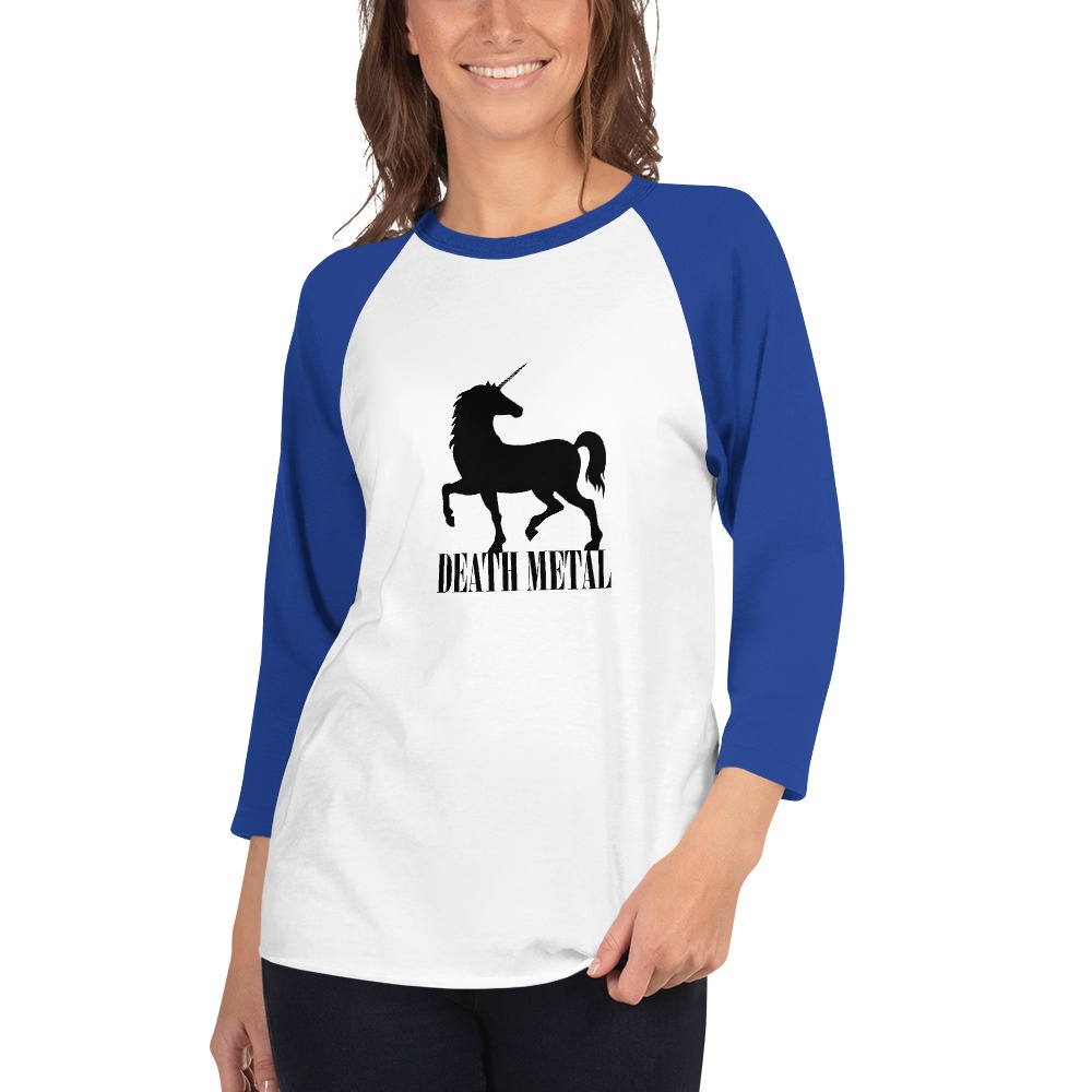 Death Metal Unicorn - DTG printed - 3/4 sleeve raglan shirt - Image 10