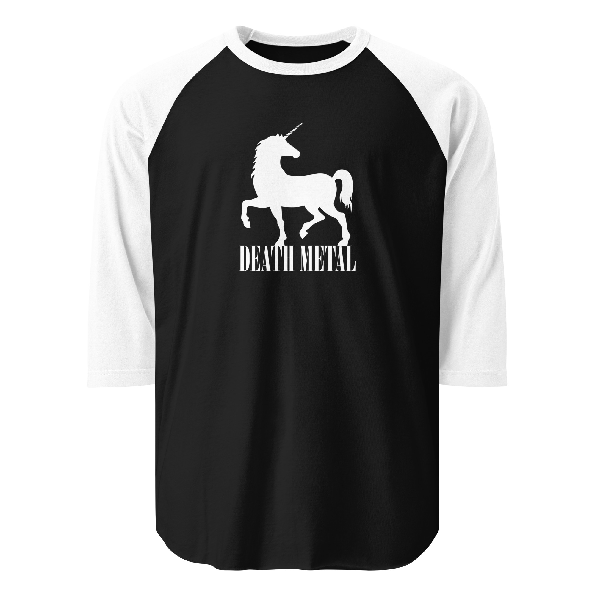 Death Metal Unicorn 3/4 sleeve raglan shirt